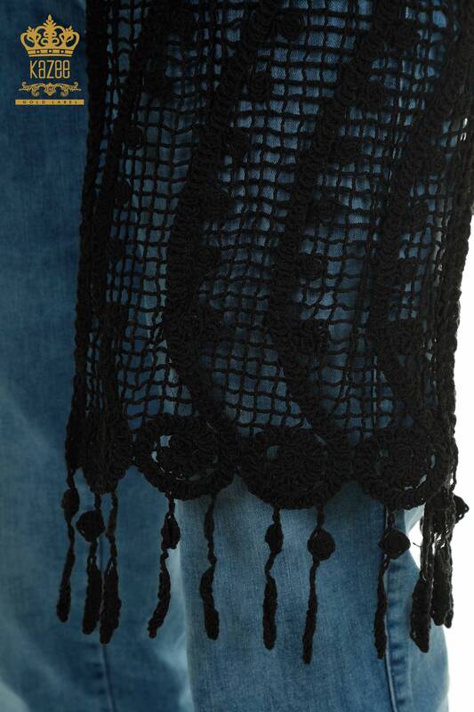 Wholesale Women's Cardigan With Hole Detail Black - 2404-555 | D