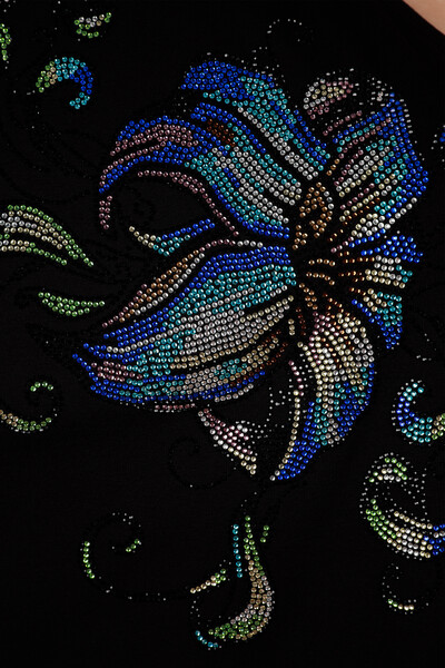 Wholesale Women's Combed Cotton Flower Embroidered Bat Sleeve - 78890 | KAZEE - Thumbnail