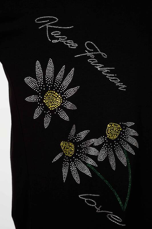 Wholesale Women's Combed Cotton New Season Daisy and Stone Embroidered - 78876 | KAZEE