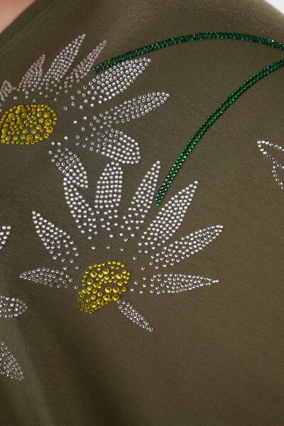 Wholesale Women's Combed Cotton New Season Daisy and Stone Embroidered - 78876 | KAZEE - Thumbnail