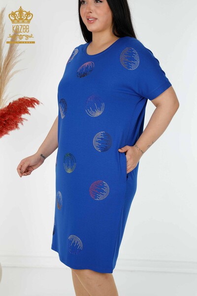 Wholesale Women's Dress Colored Stone Embroidered Saks - 7740 | KAZEE - Thumbnail