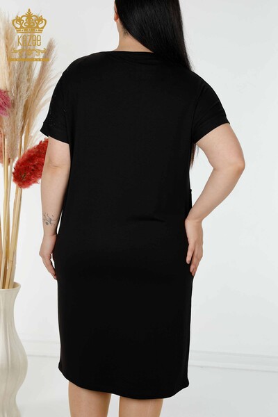 Wholesale Women's Dress Crystal Stone Embroidered Black - 7739 | KAZEE - Thumbnail