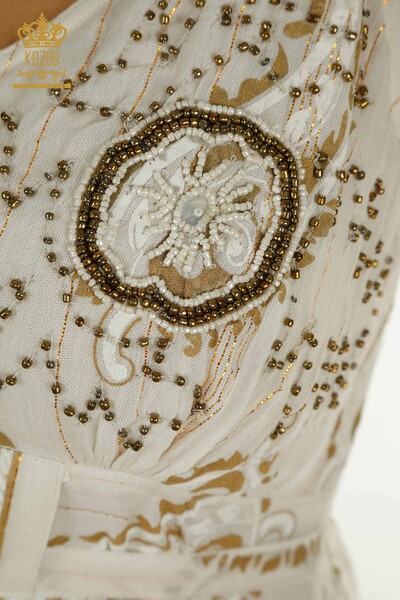 Wholesale Women's Dress Embroidered Beige - 2404-111 | D - Thumbnail