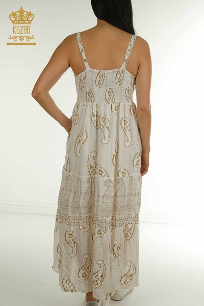 Wholesale Women's Dress Embroidered Beige - 2404-111 | D - Thumbnail