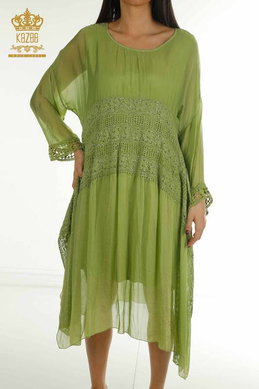 Wholesale Women's Dress Lace Detailed Pistachio Green - 2404-9796 | D