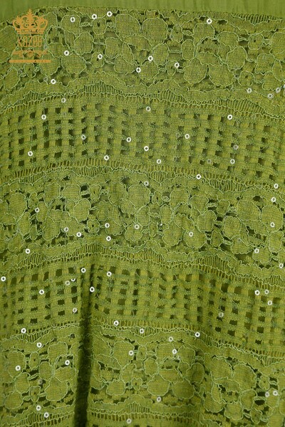 Wholesale Women's Dress Lace Detailed Pistachio Green - 2404-9796 | D - Thumbnail