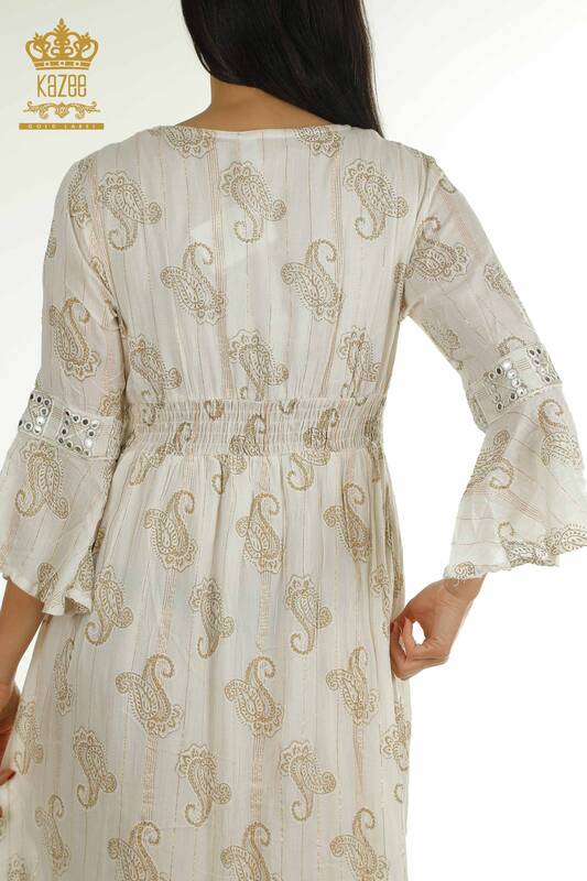 Wholesale Women's Dress Mixed Patterned Beige - 2404-1113 | D