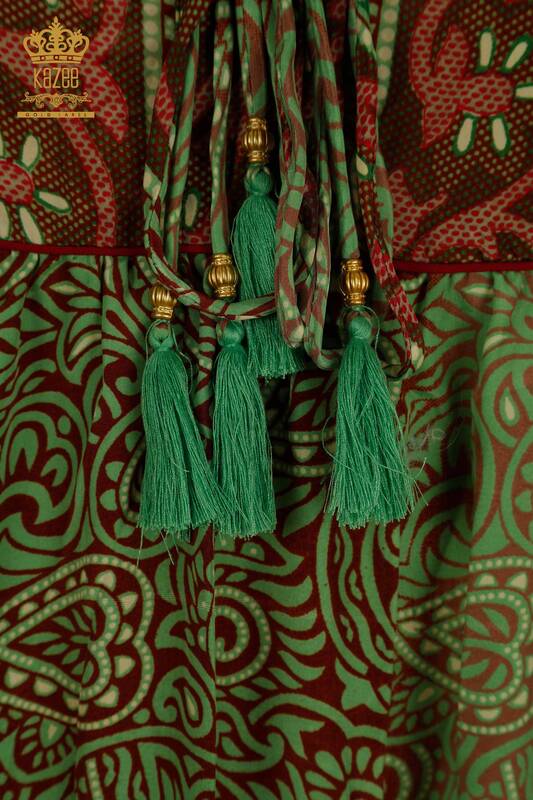 Wholesale Women's Dress Mixed Patterned Green - 2404-2222 | D