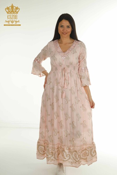 Wholesale Women's Dress Mixed Patterned Powder - 2404-1113 | D - Thumbnail