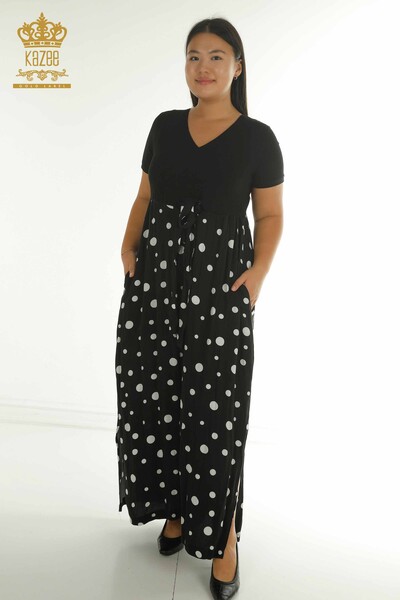 T - Wholesale Women's Dress - Polka Dot - Black Ecru - 2405-10144 | T