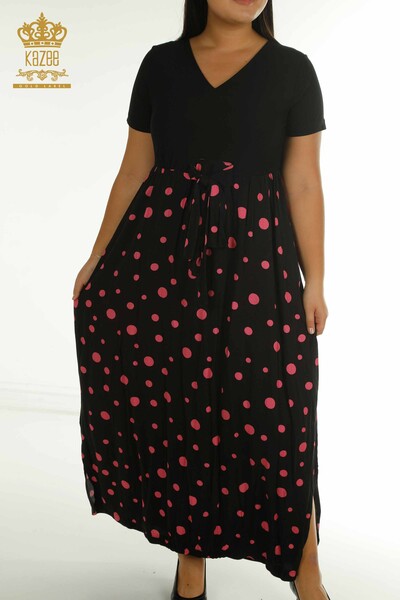 T - Wholesale Women's Dress - Polka Dot - Black Fuchsia - 2405-10144 | T (1)