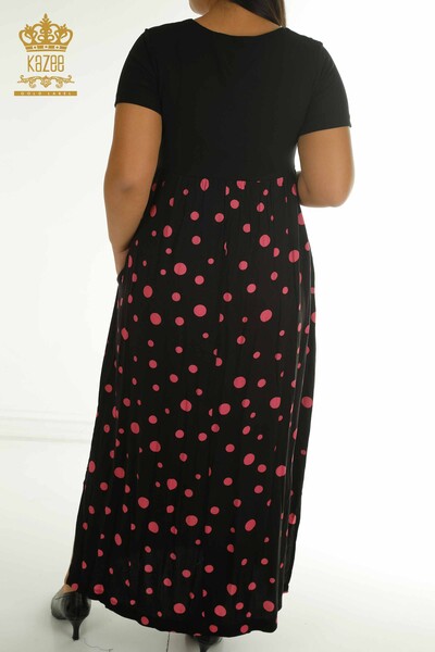 Wholesale Women's Dress - Polka Dot - Black Fuchsia - 2405-10144 | T - Thumbnail