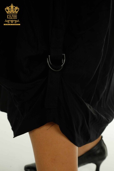 Wholesale Women's Dress - Short Sleeve - Black White - 2405-10143 | T - Thumbnail