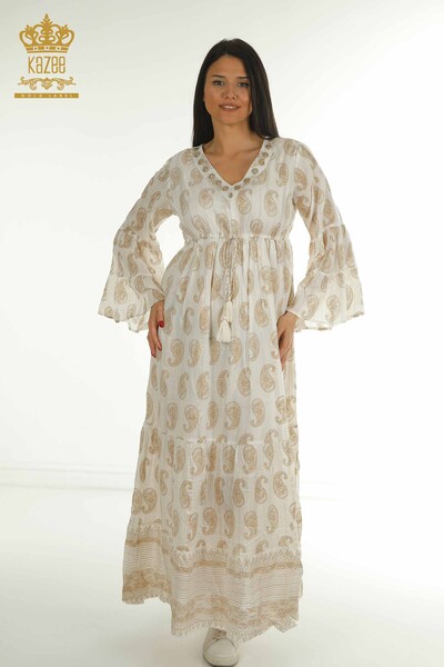 Wholesale Women's Dress Tassel Detailed Beige - 2402-1112 | S&M - Thumbnail