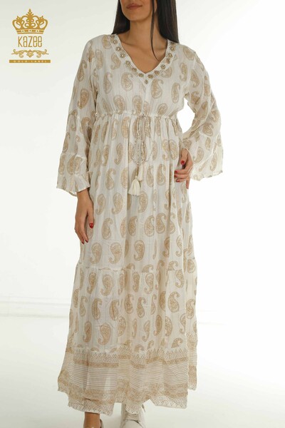 Wholesale Women's Dress Tassel Detailed Beige - 2402-1112 | S&M - Thumbnail