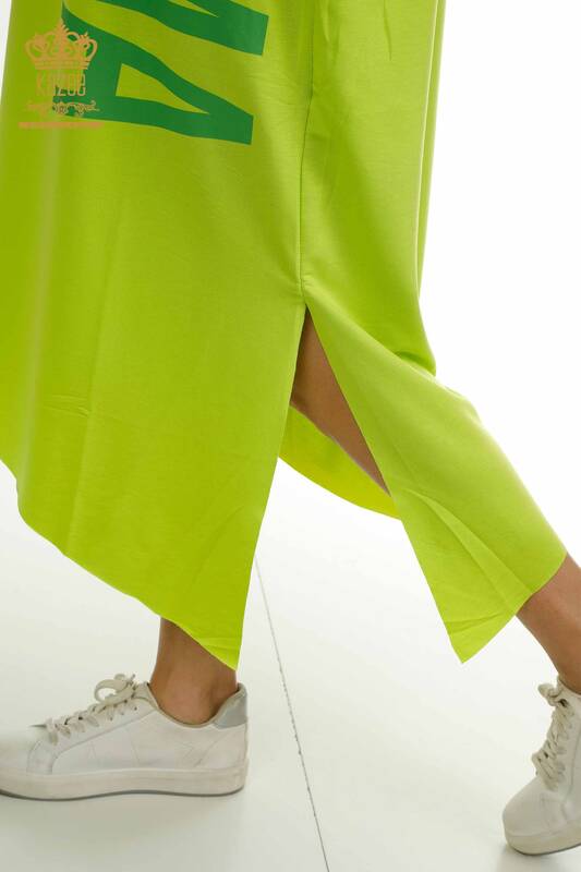 Wholesale Women's Dress Pistachio Green with Text Detail - 2402-231046 | S&M