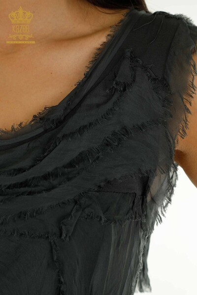 Wholesale Women's Dress Zero Sleeve Anthracite - 2404-4444 | D - Thumbnail