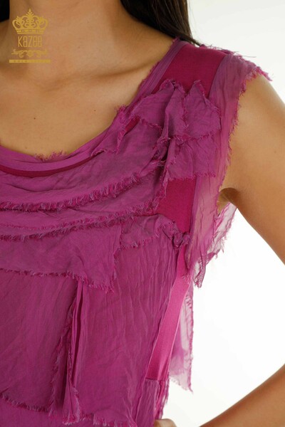 Wholesale Women's Dress Zero Sleeve Fuchsia - 2404-4444 | D - Thumbnail