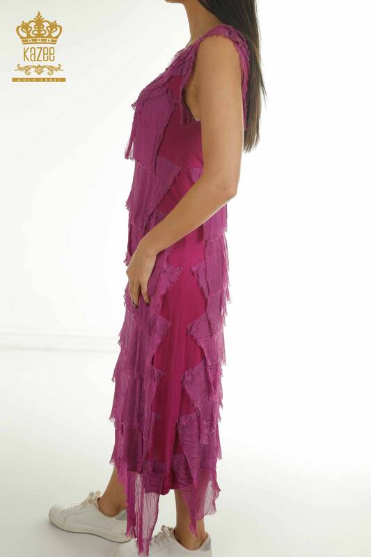 Wholesale Women's Dress Zero Sleeve Fuchsia - 2404-4444 | D