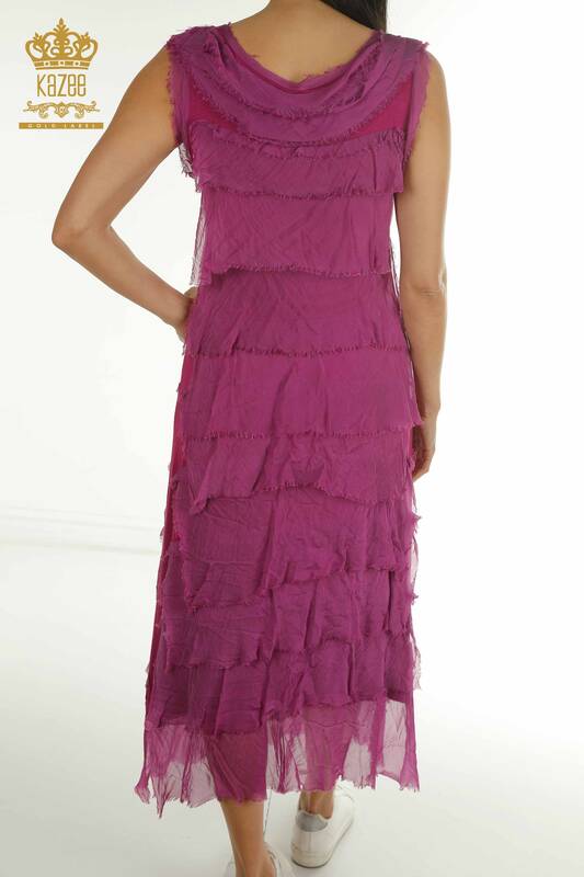Wholesale Women's Dress Zero Sleeve Fuchsia - 2404-4444 | D