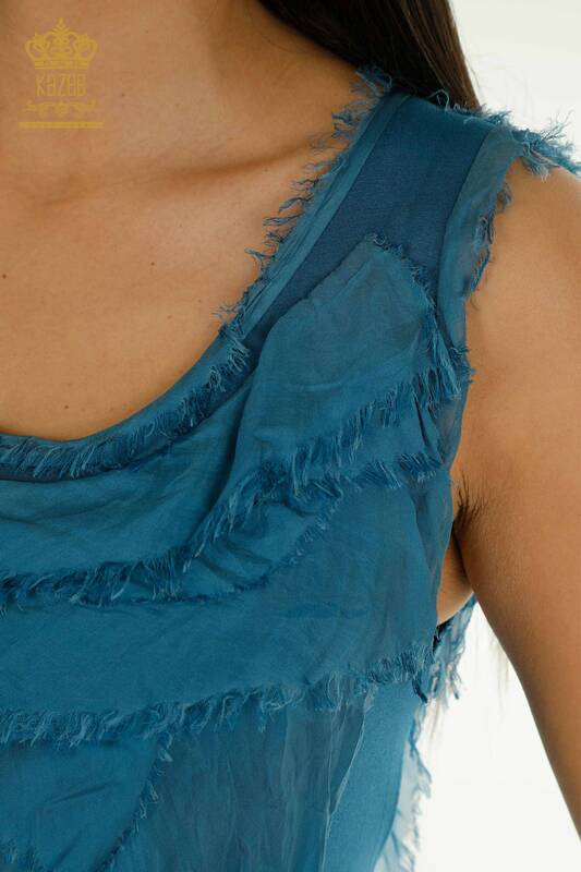 Wholesale Women's Dress Zero Sleeve Turquoise - 2404-4444 | D