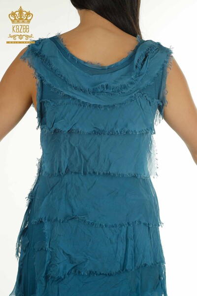 Wholesale Women's Dress Zero Sleeve Turquoise - 2404-4444 | D - Thumbnail