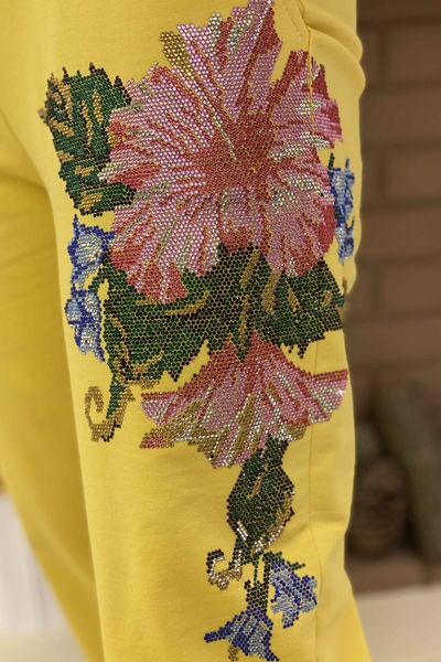 Wholesale Women's Floral Patterned Hoodie Tracksuit Set - 17169 | Kazee - Thumbnail