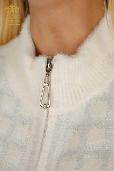 Wholesale Women's Cardigan Sleeveless Angora Ecru - 30212 | KAZEE - 3