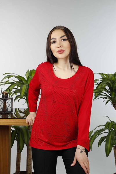 Wholesale Women's Combed Cotton Stone Embroidered Embroidered Pattern - 77911 | KAZEE - Thumbnail