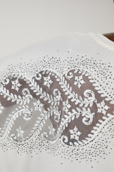 Wholesale Women Combed Cotton Tulle Detailed Kazee Logo - 77906 | KAZEE - Thumbnail