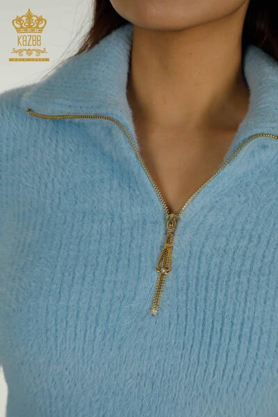 Wholesale Women's Knitwear Angora Stone Beaded Blue - 30769 | KAZEE - 3