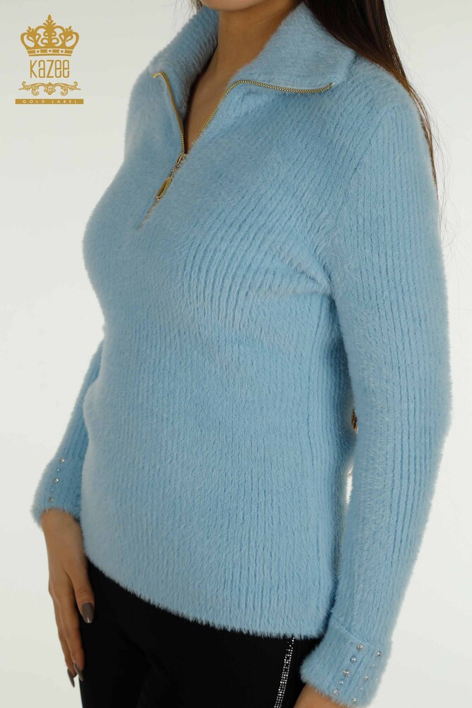 Wholesale Women's Knitwear Angora Stone Beaded Blue - 30769 | KAZEE - 8