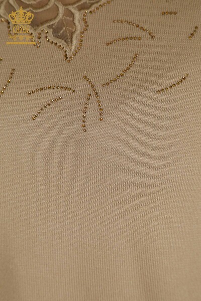 Wholesale Women's Knitwear Sweater American Model Beige - 31036 | KAZEE - 4