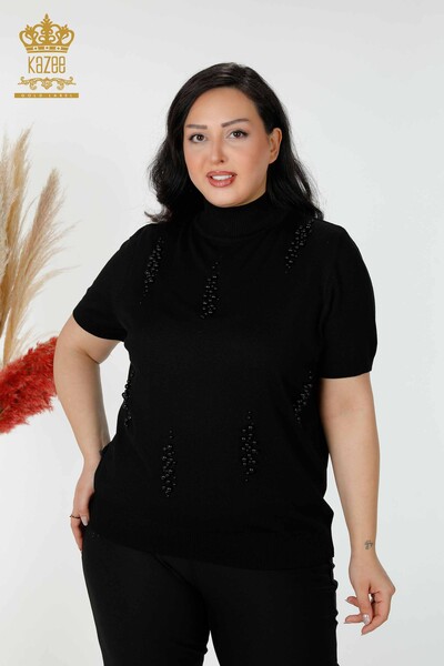 Wholesale Women's Knitwear Sweater American Model Black - 16929| KAZEE - Thumbnail
