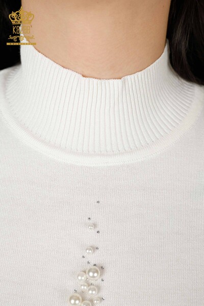Wholesale Women's Knitwear Sweater American Model Ecru - 16929| KAZEE - Thumbnail
