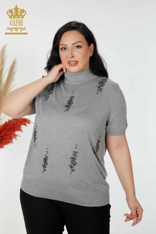 Wholesale Women's Knitwear Sweater American Model Gray - 16929| KAZEE