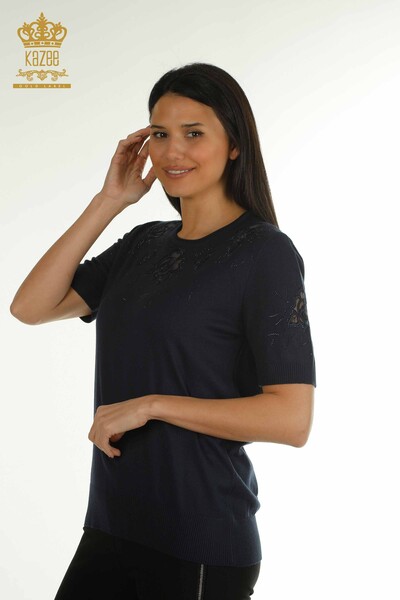 Wholesale Women's Knitwear Sweater American Model Navy Blue - 31036 | KAZEE - Thumbnail