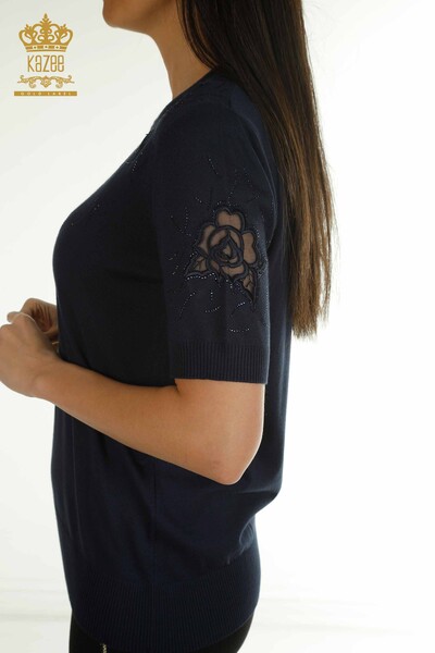 Wholesale Women's Knitwear Sweater American Model Navy Blue - 31036 | KAZEE - 4