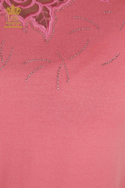 Wholesale Women's Knitwear Sweater American Model Pink - 31036 | KAZEE - Thumbnail (2)