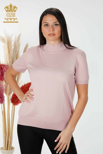 Wholesale Women's Knitwear Sweater American Model Powder - 14541 | KAZEE - Thumbnail