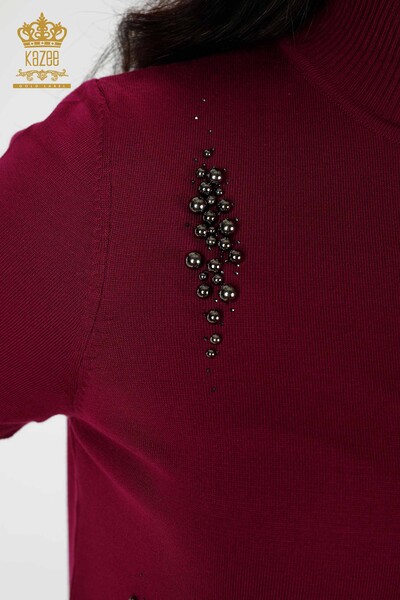 Wholesale Women's Knitwear Sweater American Model Purple- 16929| KAZEE - Thumbnail