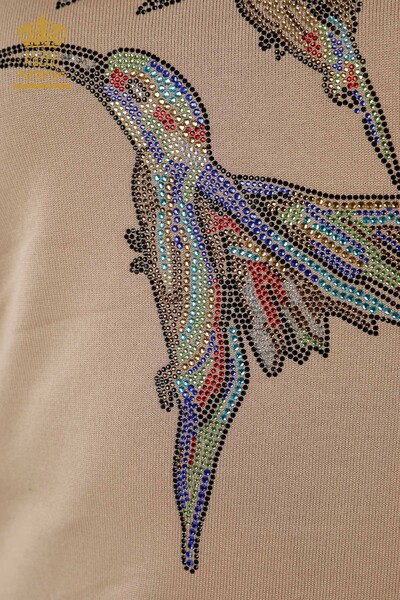 Wholesale Women's Knitwear Sweater Bird Pattern Mink - 16459 | KAZEE - Thumbnail