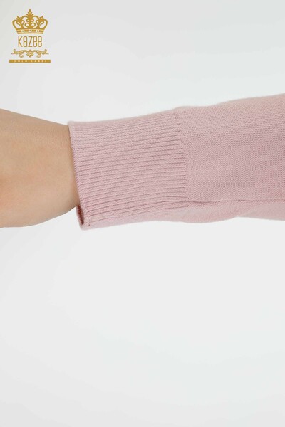 Wholesale Women's Knitwear Sweater High Collar Basic Powder - 16663 | KAZEE - Thumbnail