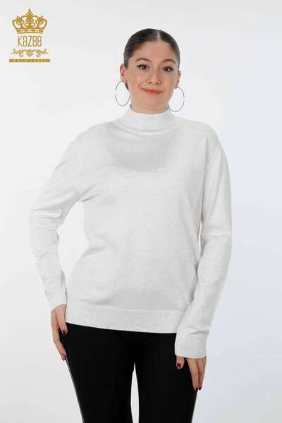 Wholesale Women's Knitwear Sweater Stand Long Sleeve Basic Oversize - 15126 | KAZEE - Kazee