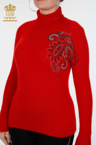Wholesale Women's Knitwear Sweater Polka Dot Stone Embroidered Pattern - 18901 | KAZEE - Thumbnail