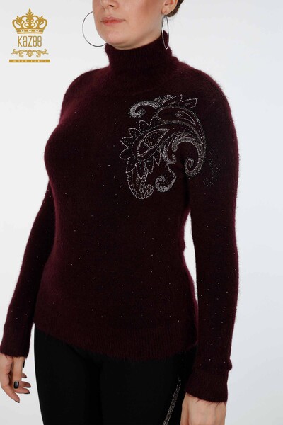 Wholesale Women's Knitwear Sweater Polka Dot Stone Embroidered Pattern - 18901 | KAZEE - Thumbnail