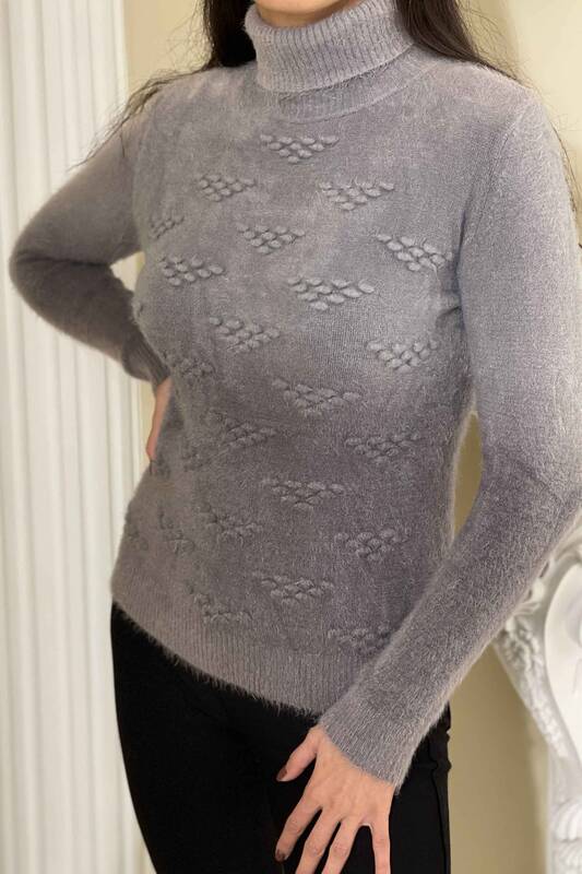 Wholesale Women's Knitwear Sweater Self Patterned Angora - 18797 | KAZEE