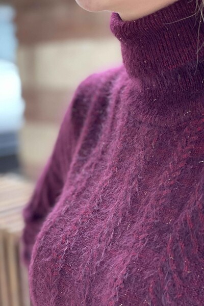 Wholesale Women's Knitwear Sweater Self Patterned Angora - 19067 | KAZEE - Thumbnail
