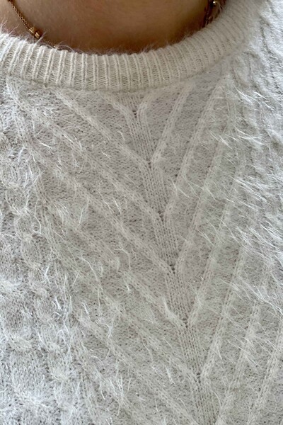 Wholesale Women's Knitwear Sweater Self Patterned Angora - 19069 | KAZEE - Thumbnail