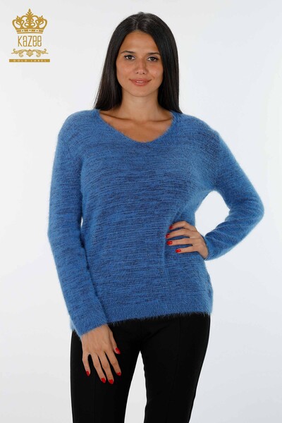 Wholesale Women's Knitwear Sweater Glitter V-Neck Long Sleeve - 19081 | KAZEE - Kazee